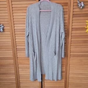 Cozy Gray Open-Front Cardigan Sweater
